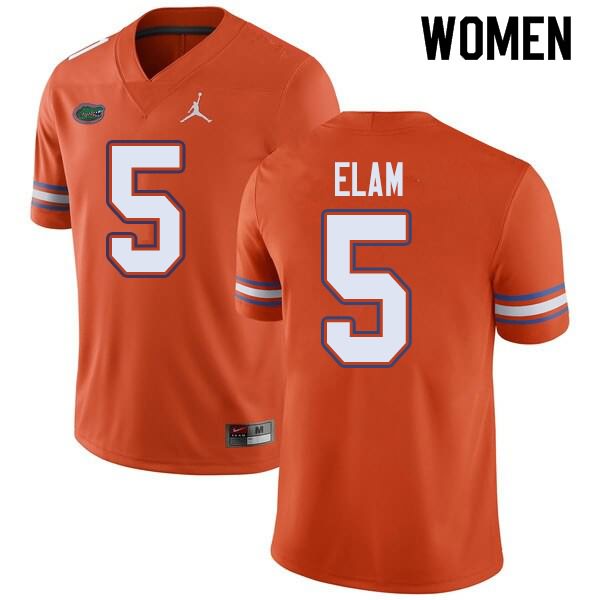 NCAA Florida Gators Kaiir Elam Women's #5 Jordan Brand Orange Stitched Authentic College Football Jersey IIP5864HB